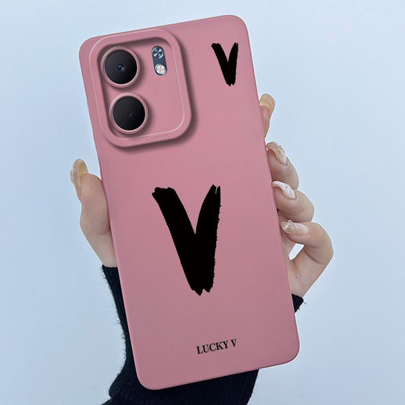 For OPPO A5x CPH2725 Cover Case Lucky Initial Letter Couple Silicone Soft Matte Phone Bumper for Oppo A5x 4G 5G 2025 Casing