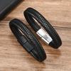 Unisex Trendiges geflochtenes Lederarmband mit magnetischem Legierungsverschluss