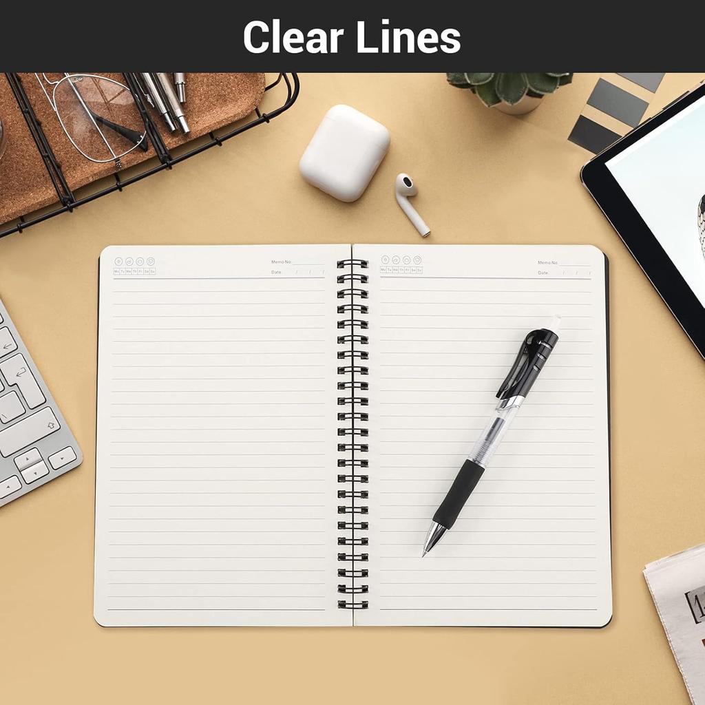 EUSOAR A5 Spiral Notebook, 6 Pack 5.5" X 8.3" 120 Pages Hardcover Lined Travel Writing College Ruled Notebooks, Memo Notepad Sketchbook, Students