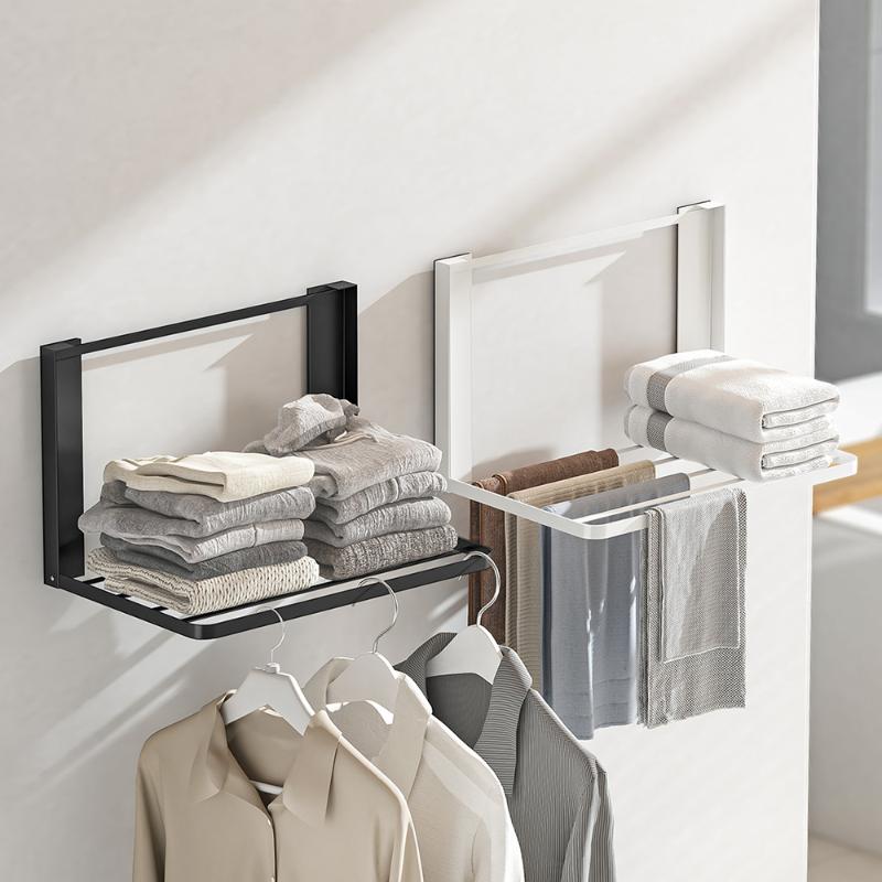 Magnetic Metal Washing Machine Side Shelf Space-Saving Folding Clothes Rack No Punching Temporary Rack Simple Bathroom Shelf