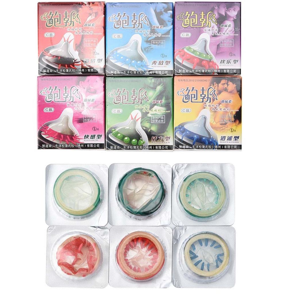 Adult Condoms Latex Sensitive Dotted Massage Ribbed Stimulate 6pc