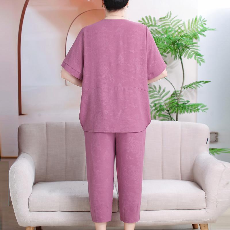 מידות פלוס 3XL-7XL חליפת קיץ לנשים אוברסייז קז'ואל אלגנטי אלגנטי עם שרוולים קצרים סטים של מכנסיים רפויים בגדי קיץ באיכות גבוהה