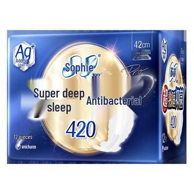 Sofi Ultra Sleep Antibacterial Menstrual Pads with Silver Ions - 12 Soft Cotton Night Use Pads