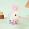 Electric Jumping Plush Rabbit Toy Hopping Ears Nose Moving Bunny Plushie Toddlers Boys Girls Interactive Simulation Stuffed Animal Toy with Sound