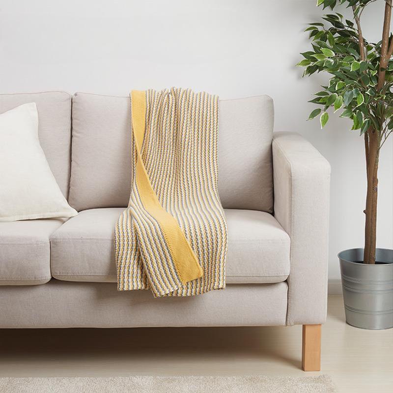 Nordic Style Knitted Casual Throw Blanket Office Nap Throw Portable Blanket Yellow Woven Shawl