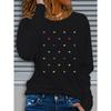 Heart pattern print autumn and winter women's long-sleeved T-shirt