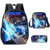 Sonic Primary School Student Schoolbag Three-Piece Set, Animation Cartoon Backpack, Shoulder Bag Pencil Case