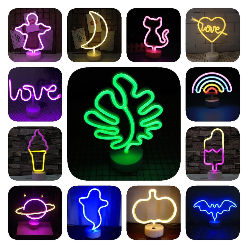 Led Shaped Cactus Neon Signs Light Holder Base Table Decoration Lamps Night