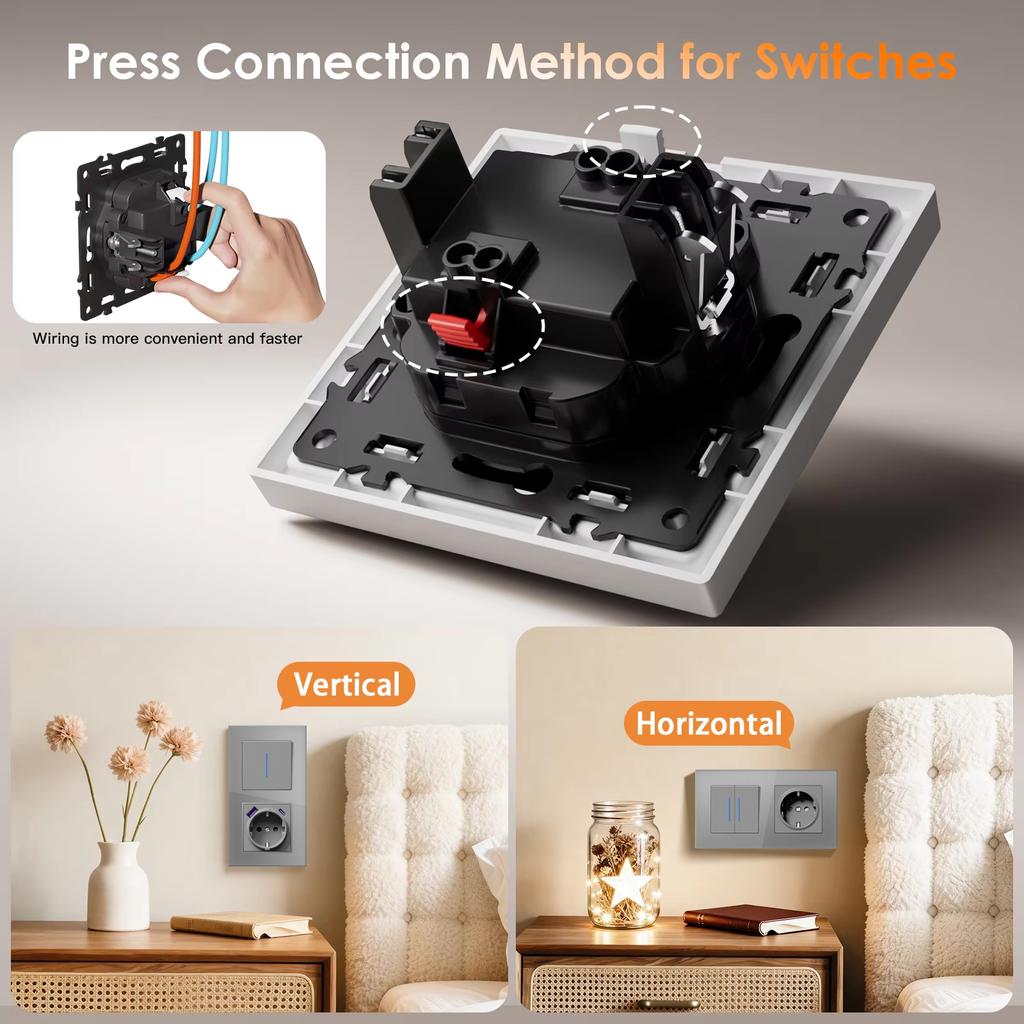 BSEED Wall Light Switches TV/ST/CAT6 Internet Computer Sockets Dimmer Fan Controller EU Wall USB Sockets DIY Parts Free Combine
