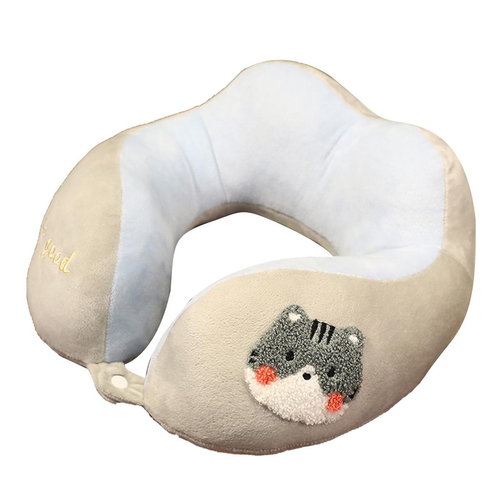 Nackenkissen, süßes Tier, hohe Belastbarkeit, U-förmiges Kopfstützenkissen für Flugzeuge, für Reisen und Büro, Katze