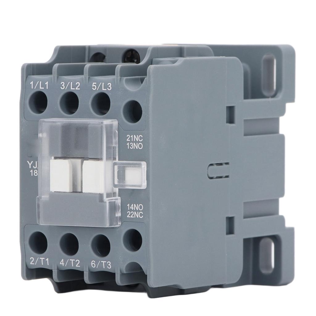 AC Contactor 3 Pole 1NO 1NC 18A Rail Mount Silver Contact Low Voltage Motor Controller 220V