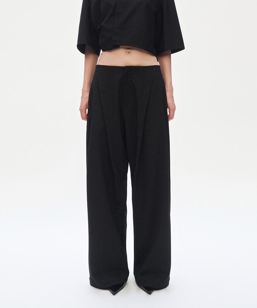 Teulimingbeodeu Low Rise Wide Slacks [ Black ]