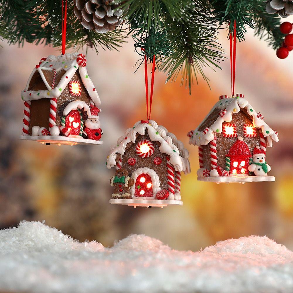 Creative Small House Pendant Snowman Xmas Tree Decorantions Hanging Ornament New Year Gift