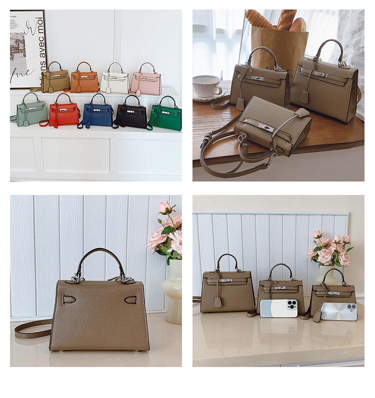 Women's Versatile Lychee Pattern Kelly Bag - Fashionable Large-Capacity Shoulder and Crossbody Handbag