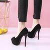 Fashion Sexy Pumps Women Shoes 2025 High Heel Peep Toe Platform High Heels Wedding Shoes Woman Suede Black Ladies Heels Shoes