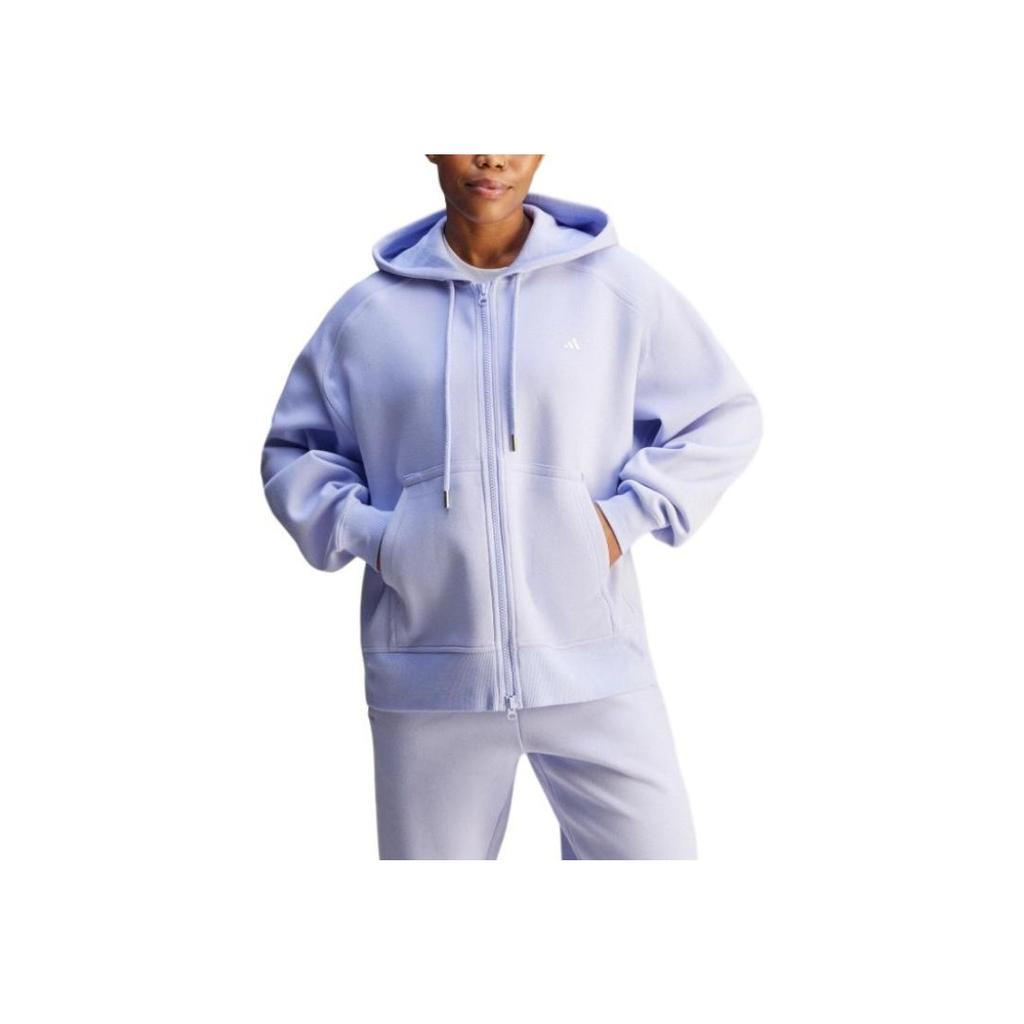 Adidas X Stella McCartney Loose Fit Reversible Knit Sports Hoodie Jacket Women Jackets Light-Purple JN0226