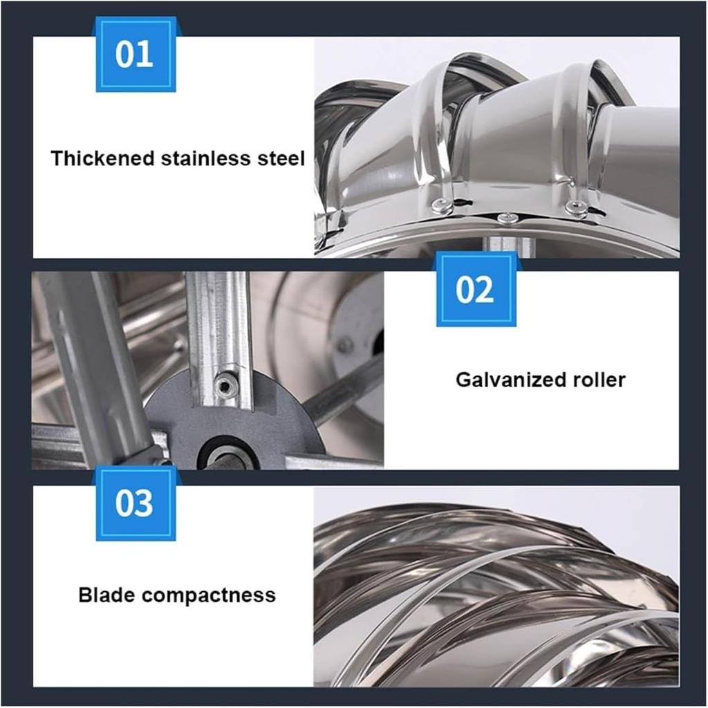 Roof Wind Stainless Steel Turbine Ventilator, 4 Inch To 12 Inch Air Vent Outlet, Chimney Cowl Attic Air Vent, Natural Wind-Driven, Zero Consumption,