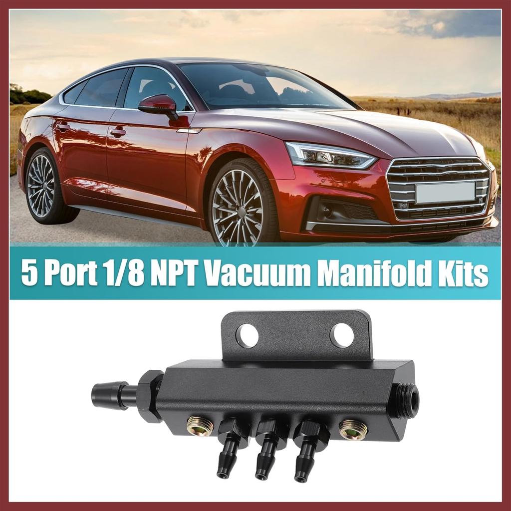 Universal Vacuum Manifold Kit 1/8" Ports 1/2" Interfaces Block Intake Manifold for Car Fuel Gas Wastegate Turbo Boost Replace Parts