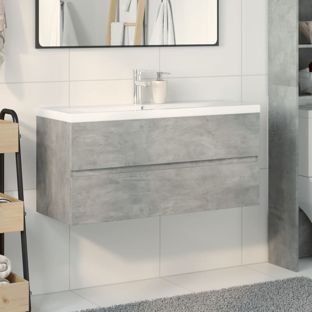 2 Piece Bathroom Furniture Set Concrete Grey Particleboard