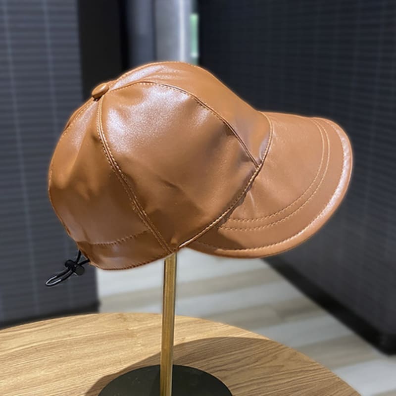 LOOKING4U Retro Leather Stopper Ball Cap C3 Brown