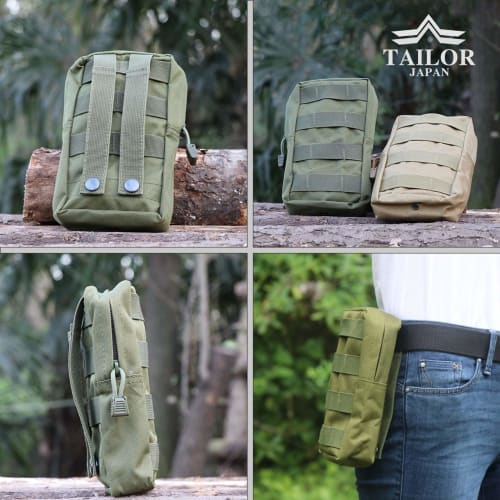 TAILOR JAPAN Tactical Pouch, Military Pouch, Airsoft Pouch, Military Bag, Outdoor, Smartphone, Small Item Holder, Airsoft, MOLLE Compatible (Black)