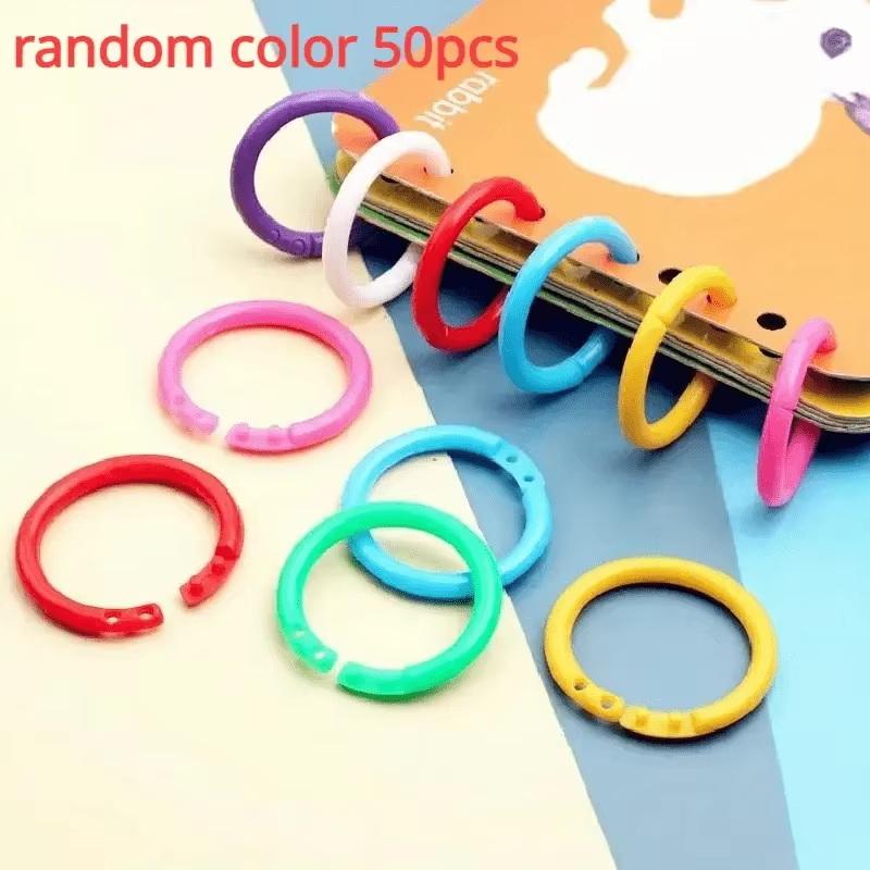 50 Stück 15 mm Bunte Plastik-Loseblattringe für DIY-Alben, Dokumentenbindung & Büroorganisation