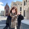 New High end Fashion Plaid Cute Girls Versatile Student Autumn and Winter Thickened Warm Shawl Dual Purpose Couple Scarf