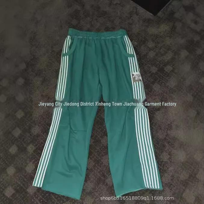 Letní retro pruhované volné rovné kalhoty s vysokým pasem pro muže i ženy 2024