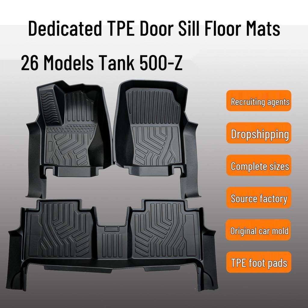 Tank 500-Z Car TPE Floor Mats and Door Sill Protection - Odorless, Eco-friendly Interior Modification Carpet