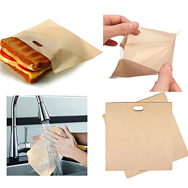 40PCS Reusable Toaster Bag Non Stick Bread Bag Sandwich Bags Fiberglass Toast Microwave Heating Pastry Tools
