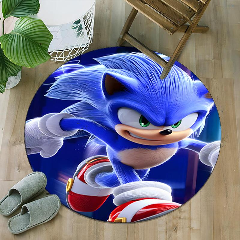1pc Sonic1 Print Round Carpet Chair Round Carpet Suitable for Bedroom Living Room Home Decorative Carpet
