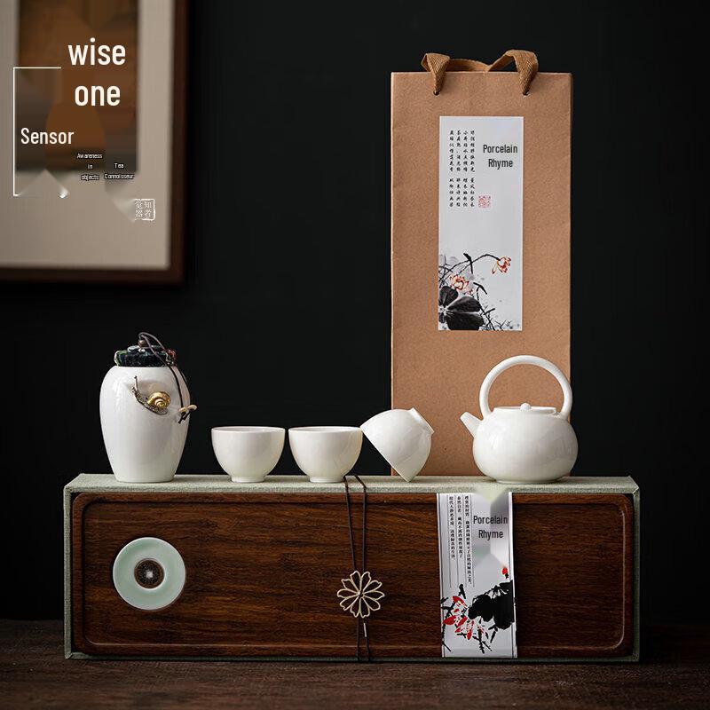 

Mutton-Fat Jade Porcelain Tea Pot Set