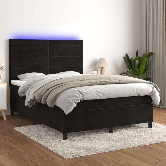 VidaXL Sommier à Lattes de Lit avec Matelas LED, Lit Rembourré, Lit Double, Lit Adulte de Chambre à Coucher Intérieur, 3136187