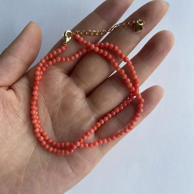 1 Strand Synthetic Coral Beaded Necklace Fashion Round Beads 3mm Coral Necklaces for Women Men Jewelry Accessories Choker Christmas Gifts