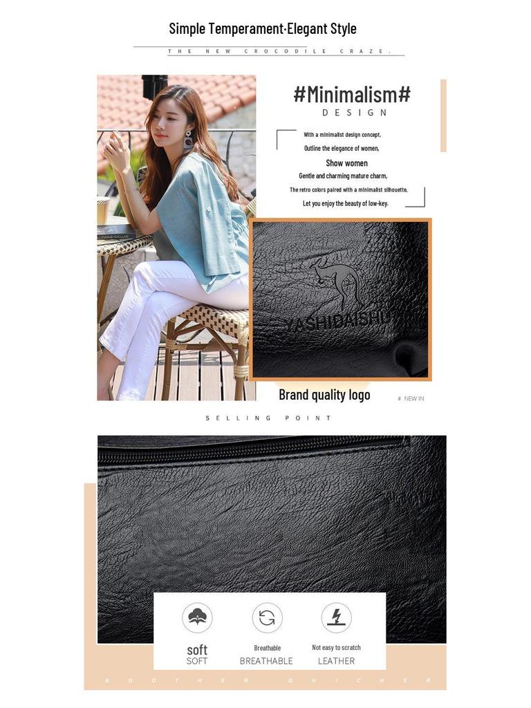 2022 Soft Leather Crossbody Bag for Middle-aged & Elderly Women: Fashionable, Versatile, Casual, Large Capacity Mummy Bag