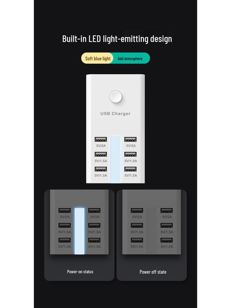 Travel Power Strip with Multi-USB Ports and Extension Cord
