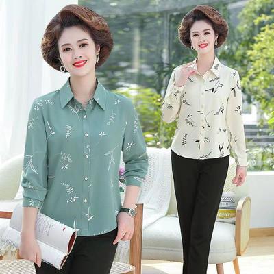 Women Shirt Fashion Floral Print Button Down Shirt Women Large Size Casual Lapel Long Sleeve Top Elegant Evening Gown