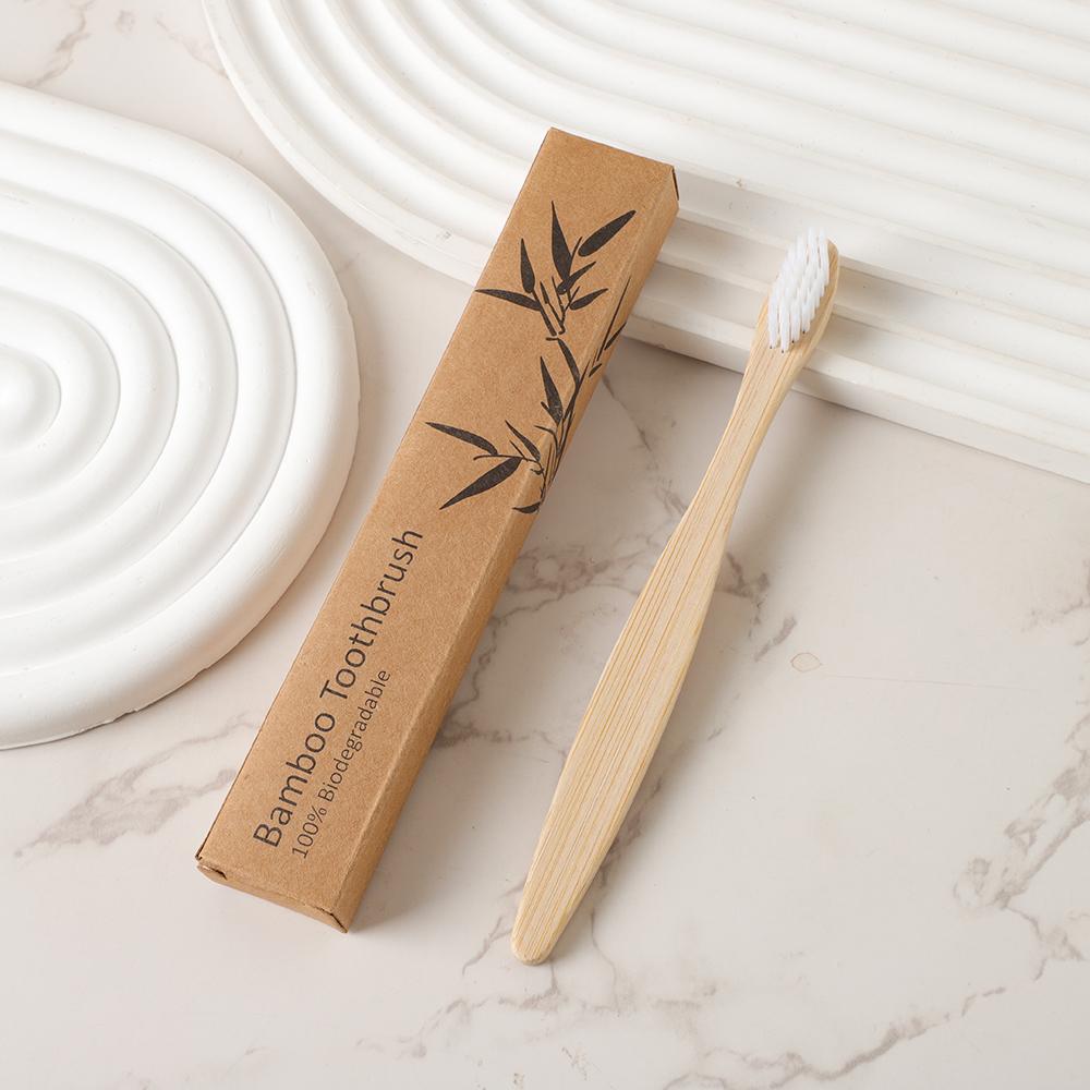 Ready Stock Fast Shipping Custom Kids Soft Natural BPA Free Biodegradable Kraft Box Bamboo Toothbrush