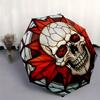 Stained Skull with Red Leaves  DecorUmbrella, Portable 3-Fold Compact Umbrella,Christmas Gift ES653