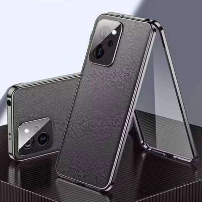 Etui do OPPO Reno 15 13 14 Find X7 X8 Pro, z aluminiowym zderzakiem i skórzanym tyłem, zderzaki do telefonu