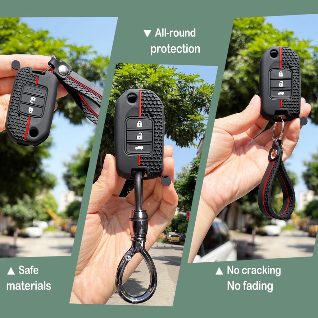 Silicone Keychain Key Case For Honda Jazz IV Cr-v HR-V Fit Odessey City Civic XRV Venzel Pilot Accord Key Cover Caps Holder