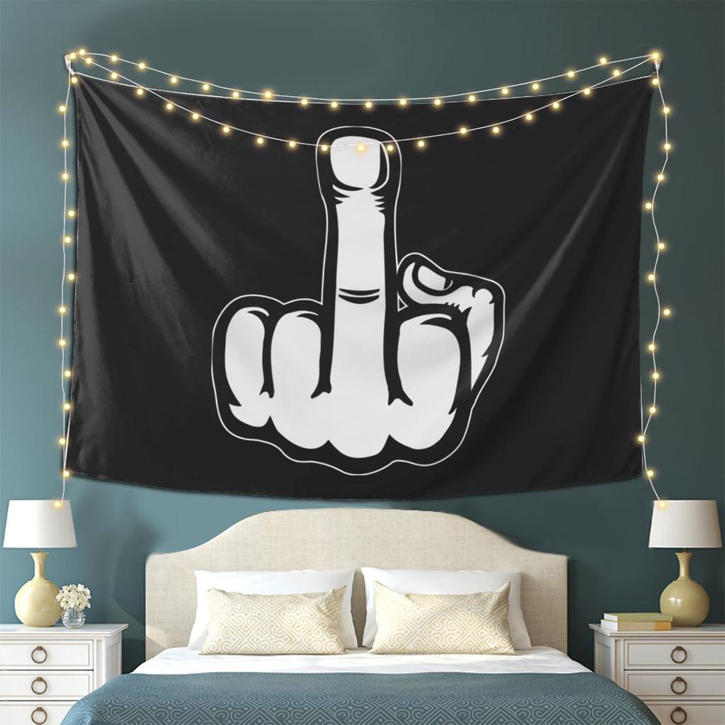 Hand Gesture Design Middle Finger Shows Middle Fingers  Tapestry Wall Hanging Aesthetic Home Decor Tapestries for Living Room