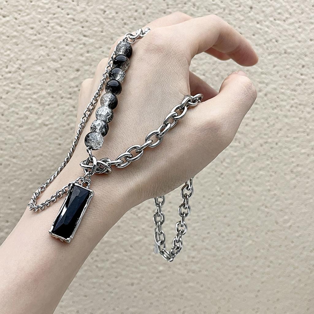 Vnox Stylish Black Stone Choker Necklaces for Men Women, Double Layers Chain Collar,Valentine's Father's Day Birthday Party Gift