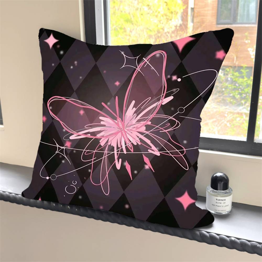 1PC Luxury Pink cute butterfly Pillow Case Square  Bedroom Sofa Leisure Comfort Cushion Car Home Decoration Pillowcase 40x40