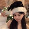 Girl Christmas Hat Decoration Bow Xmas Cap Women New Year Gift Winter Warm Plush Pullover Caps Christmas Decor
