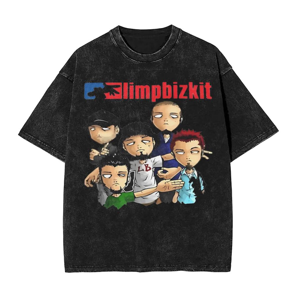 Hot Sale Rap Metal Band Limp Bizkit Graphic Print TShirt Unisex Women Retro Washed Cotton Oversized Streetwear Fashion Summer Tee