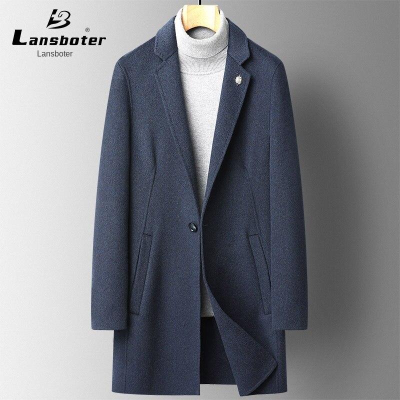 

Новое двустороннее шерстяное пальто Albaka от Lansboter на осень и зиму, тонкое мужское пальто из альпаки средней длины