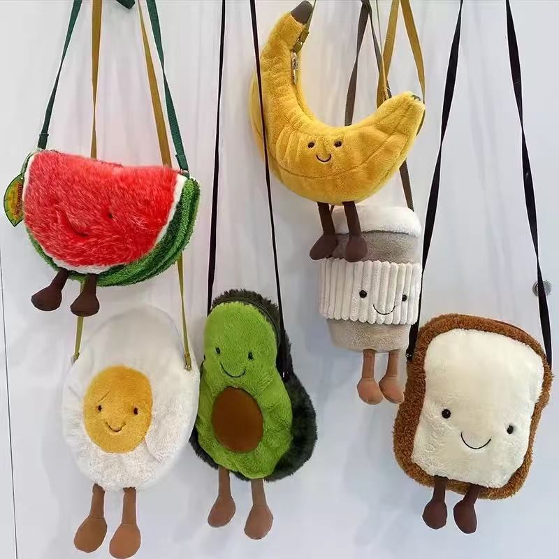 Jelly Croissant Jc Shaped Plush Crossbody Bag Toys Gifts Pouch Casual Outings