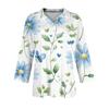 Women's Fashion Casual Button-up Seven-quarter Sleeve Floral Print Lapel Top