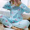 Women's Long-Sleeve Cartoon Pajama Set - Cute Korean Style Homewear for Autumn, Winter, Spring - Plus Size Available